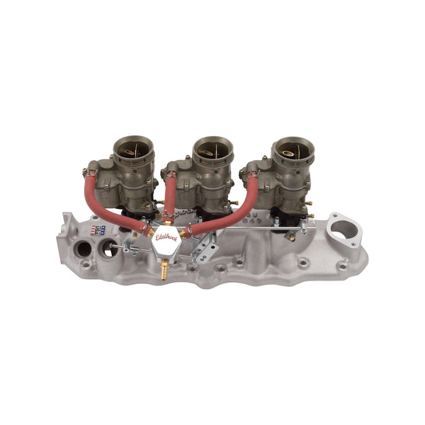 Edelbrock Mini raccord de conduite de carburant à trois sorties #1281 - fini satiné