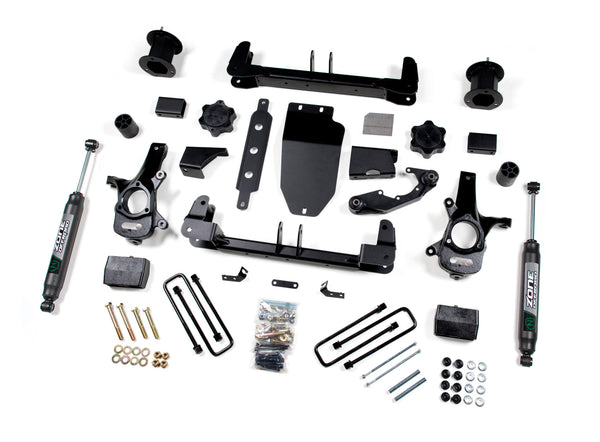 Zone Offroad 4.5" Lift Kit — Aluminum, Stamped Steel, Strut Spacer, Nitro Series — 2014-2018 Chevy Silverado 1500 / GMC Sierra 1500, 4WD (ZONC28N)
