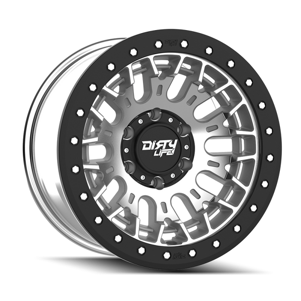 Dirty Life Roue DT-3 17X9 6x139.7 déport -12 - fini usiné avec beadlock simulé