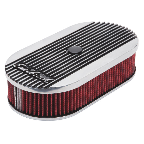 Edelbrock Épurateur d'air ovale poli série Elite 2 pour carburateur 4-bbl simple - élément 2.5 po