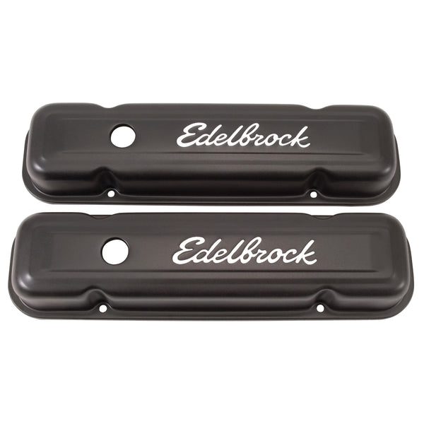 Edelbrock Signature Series Valve Covers, Black, Low Profile, Pontiac 301-455 V8, '62-'79