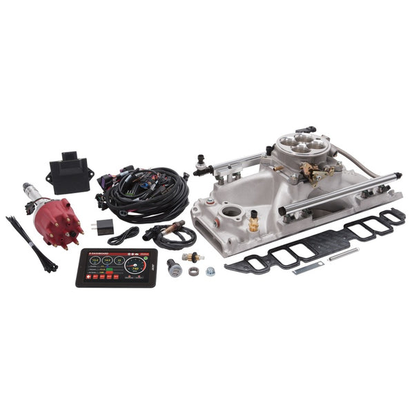 Edelbrock Système EFI Pro Flo 4 à injection séquentielle par orifice BBC à orifices rectangulaires 625 ch max 35lb/hr - fini satiné