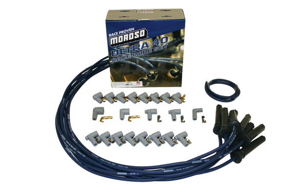 Moroso Jeu de fils d'allumage universel - Ultra 40 - non gainé - droit - Pro-Boot - bleu