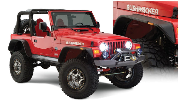 Bushwacker Fender Flare Jeep Flat Style 4pc - Black (BW10920-07)