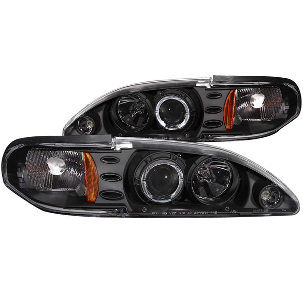 ANZO USA - Projector Headlight Set with Halo — 1994-1998 Ford Mustang - 121038