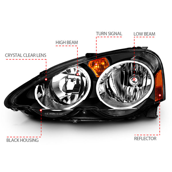 ANZO USA - Crystal Headlight Set - 121209 — 2002-2004 Acura RSX