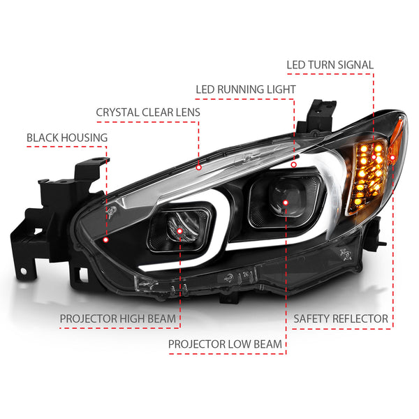 ANZO USA - Projector Headlight Set - 121516 — 2014-2015 Mazda 6
