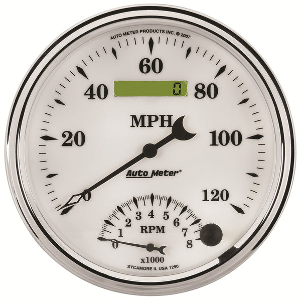 AutoMeter 5" Tachometer/Speedometer Combo, 8K RPM/120 MPH, Old-Tyme White II