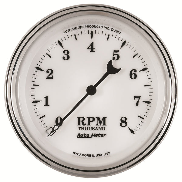 AutoMeter 3-3/8" IN-Dash Tachometer, 0-8,000 RPM, Old-Tyme White II