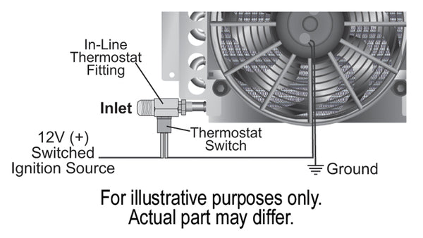 Derale 180°F In-Line Remote Cooler Fan Control Thermostat, -6AN