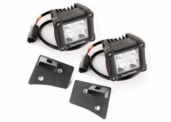 Rugged Ridge Windshield Brkt LED Kit Text Dual Cube 0718 JK