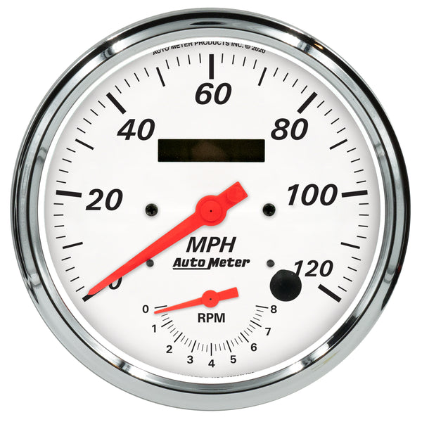AutoMeter 5" Tachometer/Speedometer Combo, 8K RPM/120 MPH, Arctic White