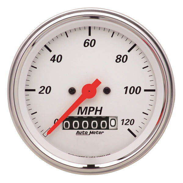 AutoMeter 3-3/8" Speedometer, 0-120 MPH, Arctic White (1379)