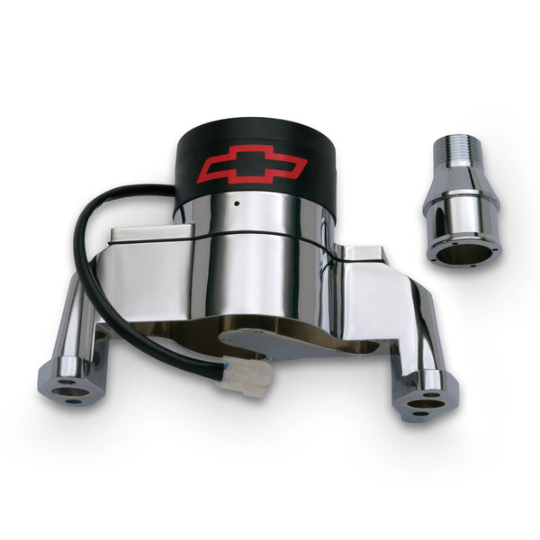 Proform Electric Engine Water Pump Aluminum Chrome with Bowtie Logo Fits SB Chevy