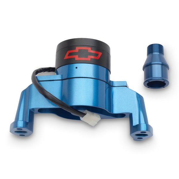 Proform Electric Engine Water Pump Aluminum Blue with Bowtie Logo Fits SB Chevy