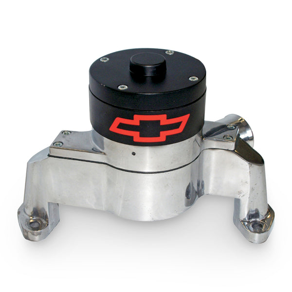 Proform Electric Engine Water Pump Aluminum Polished with Bowtie Logo Fits SB Chevy
