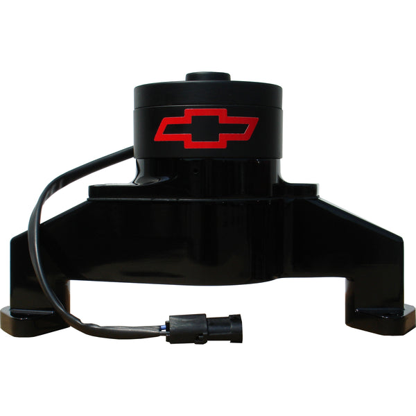 Proform Electric Engine Water Pump Aluminum Black with Bowtie Logo Fits BB Chevy