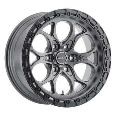 Weld Roue Ledge 6 17x9 6x139.7 ET00 espacement arrière 5.00 106.1 - gris métal satiné / anneau noir satiné