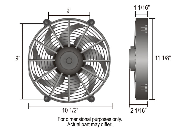 Derale 10" High Output Curved Blade Electric Puller Fan — Black (16110)