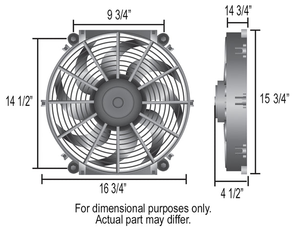 Derale Ventilateur électrique aspirant Tornado 16", ensemble de fixation standard