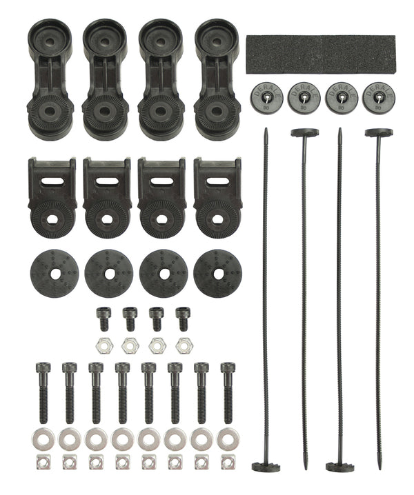 Derale Premium High Output RAD Fan Mnt. Kit with Ratcheting Brackets / Nylon Rods / Clips