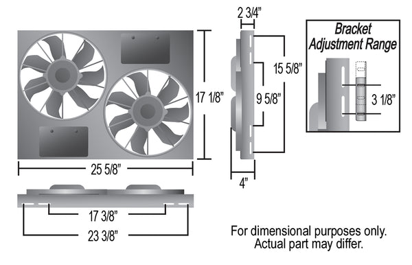 Derale Powerpack - Ensemble de double ventilateur électrique de radiateur 12" haut rendement / carénage en aluminium — gris/noir (16826)