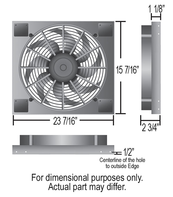 Derale Powerpack - Ensemble de ventilateur électrique simple de radiateur 14" haut rendement / carénage en aluminium — gris/noir (16827)