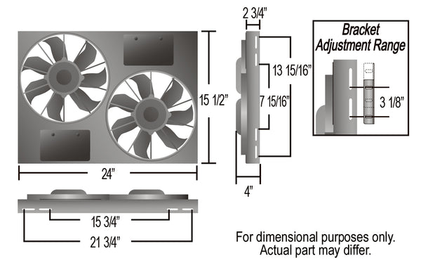 Derale Powerpack - Ensemble de double ventilateur électrique de radiateur 11" haut rendement / carénage en aluminium — gris/noir (16831)