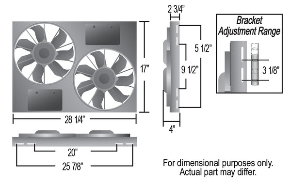 Derale Powerpack - Ensemble de double ventilateur électrique de radiateur 12" haut rendement / carénage en aluminium — gris/noir (16838)