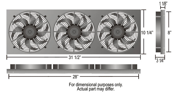 Derale Powerpack - Ensemble de triple ventilateur électrique de radiateur 9" haut rendement et carénage en aluminium