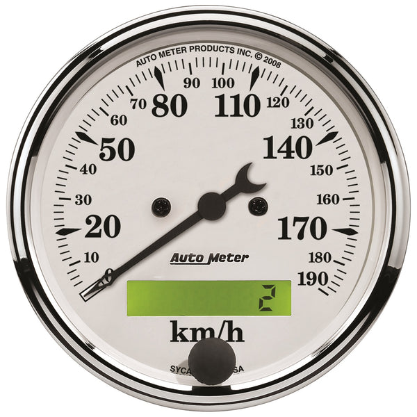 AutoMeter Indicateur de vitesse 3-1/8 po, 0-190 km/h, Old-Tyme White