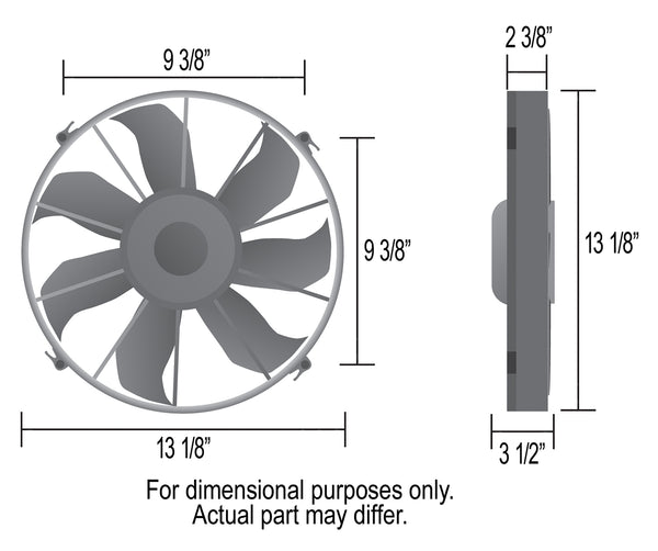 Derale 12" High Output Single RAD Pusher/Puller Fan with Standard Mount Kit — Black (16924)