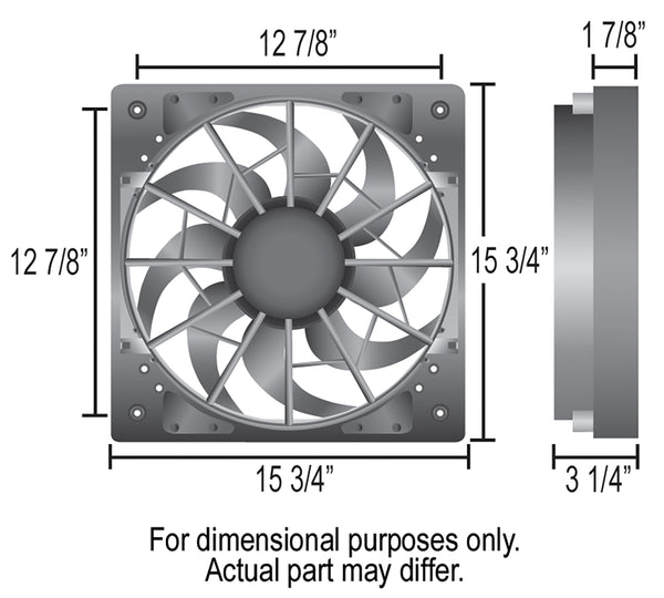 Derale 12" High Output Single RAD Puller Fan with Molded Shroud