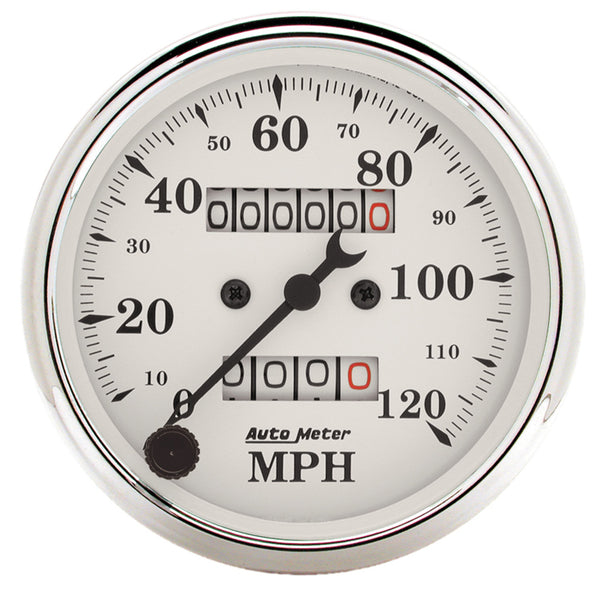 AutoMeter Indicateur de vitesse 3-1/8 po, 0-120 MPH, Old-Tyme White (1693)