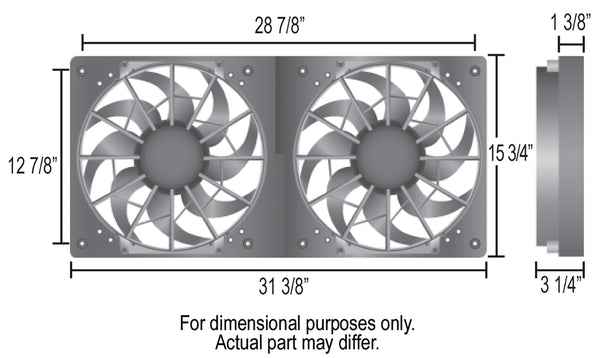 Derale High Output Dual 12" Electric RAD Fan/Plastic Shroud Kit — Black (16934)