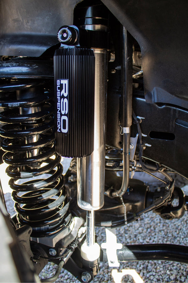 Raptor Series RSO Front 2.5 Adjustable Compression Piggyback Reservoir Shocks 3-5in Lift — Powder Coated (170118-466700)