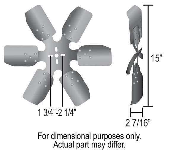 Derale 15" Standard Rotation Rigid Race Fan, Steel Blade