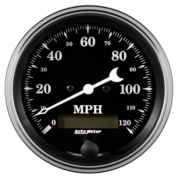 AutoMeter Indicateur de vitesse 3-3/8 po, 0-120 MPH, électrique programmable avec odomètre ACL, Old Tyme Black