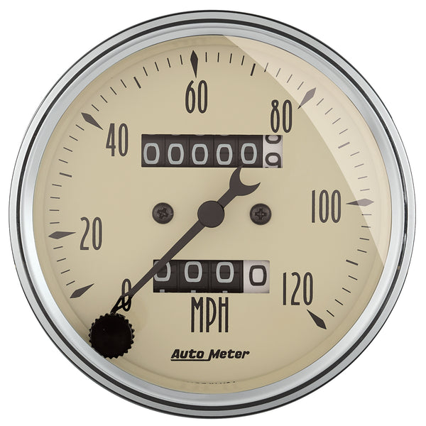 AutoMeter Indicateur de vitesse 3-1/8 po, 0-120 MPH, Antique Beige - poli (1896)