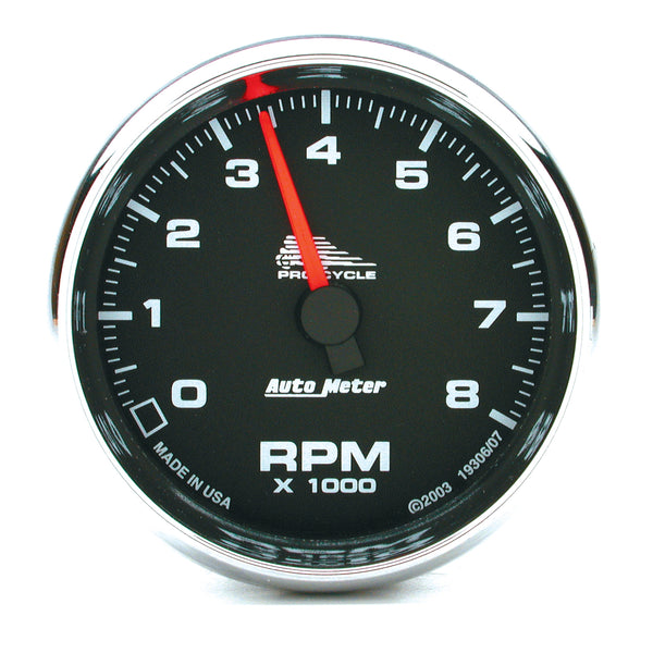 AutoMeter 2-5/8" Tachometer, 0-8,000 RPM, Black, Pro-Cycle (19306)