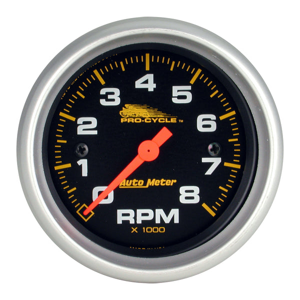 AutoMeter 2-5/8" Tachometer, 0-8,000 RPM, Black, Pro-Cycle (19324)