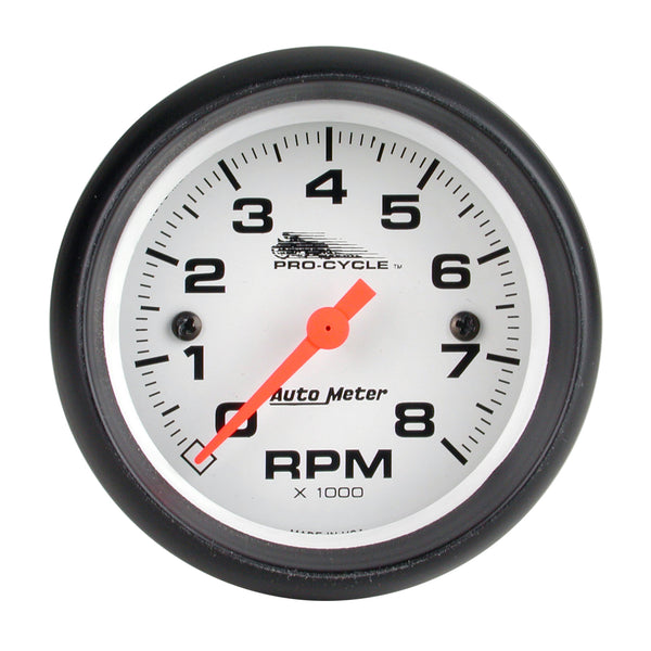 AutoMeter 2-5/8" Tachometer, 0-8,000 RPM, White, Pro-Cycle (19325)