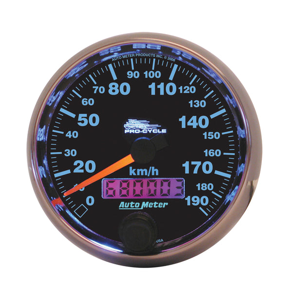 AutoMeter Indicateur de vitesse 2-5/8 po, 0-190 km/h, noir, Pro-Cycle