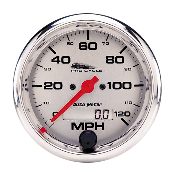 AutoMeter Indicateur de vitesse 3-3/4 po, 0-120 MPH, argent, Pro-Cycle