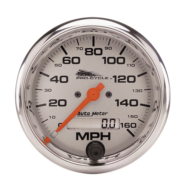 AutoMeter 3-3/4" Speedometer, 0-160 MPH, Silver, Pro-Cycle