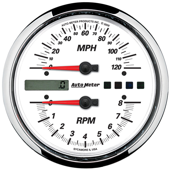 AutoMeter 5" Direct Fit Tachometer/Speedometer Combo, 8K RPM/120 MPH, White, Pro-Cycle