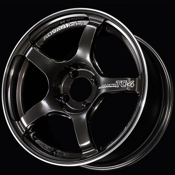 Advan Roue TC4 16x7.5 / déport +35 / 4x100 / alésage 63mm / noir gris métal et anneau