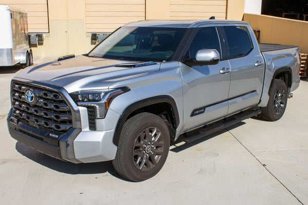 Raptor Series Oval Running Boards Black Textured Aluminum - Part# 2004-0142BT — 2022-2026 Toyota Tundra