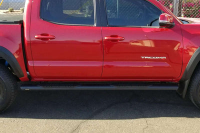 Raptor Series Oval Running Boards Black Textured Aluminum - Part# 2004-0378BT — 2005-2023 Toyota Tacoma