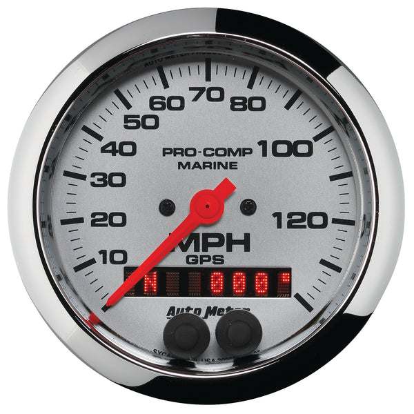 AutoMeter Gauge, Speedometer, 3 3/8", 140MPH, GPS, Marine Chrome